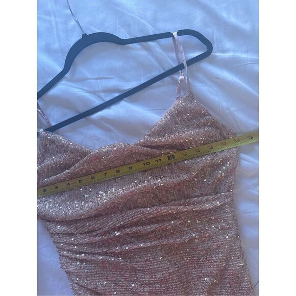 Lulus Glamorous Arrival Rose Gold Sequin Midi Tulip Dress Size S - Picture 4 of 8